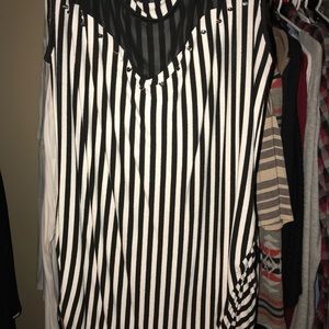 Stripped tank top, mesh top.